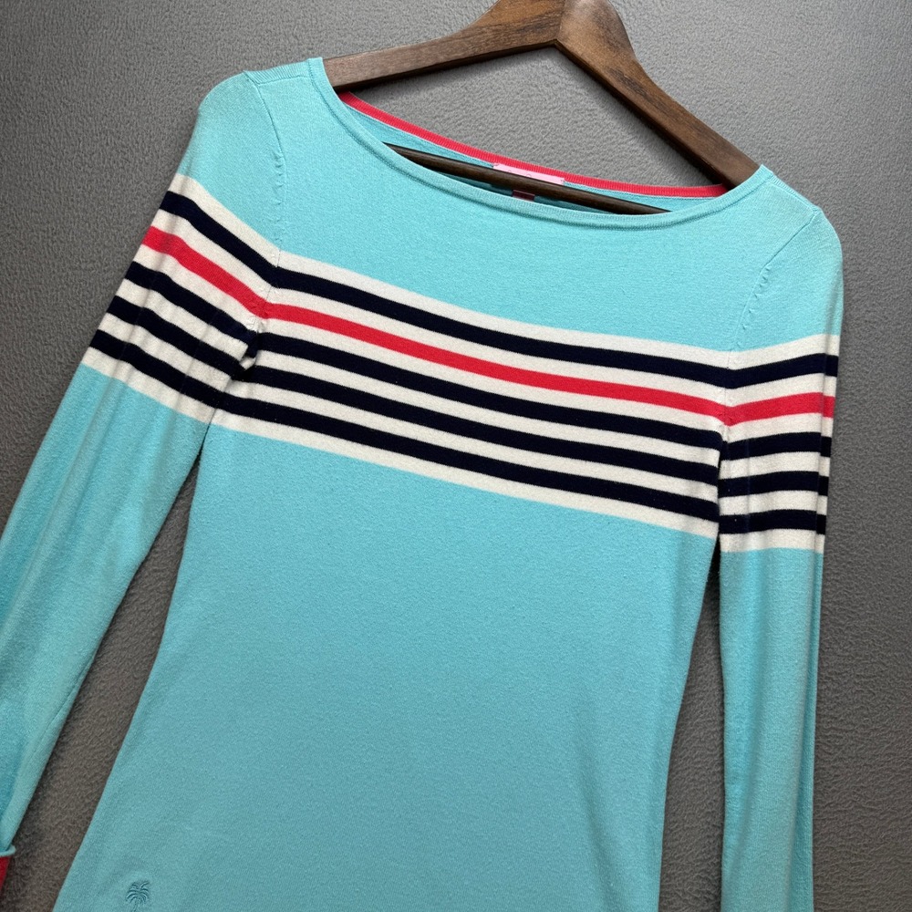 Lilly Pulitzer Striped Boatneck Sweater Women XS Blue Multicolor Knit Preppy